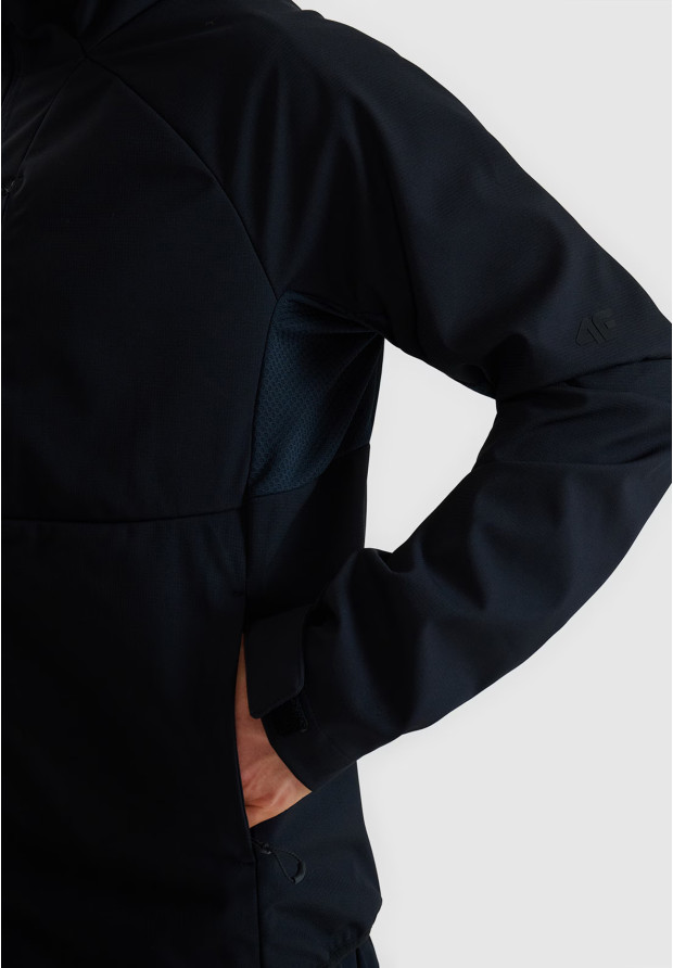 Kurtka Męska 4F Softshell Wiatroodporna Z Kapturem Czarna 4FWSS25TSOFM313