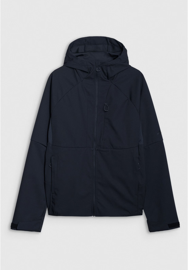 Kurtka Męska 4F Softshell Wiatroodporna Z Kapturem Czarna 4FWSS25TSOFM313