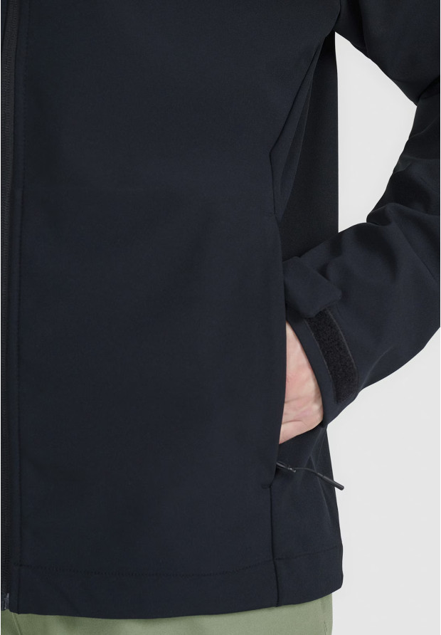 Kurtka Męska 4F Softshell Wiatroodporna Z Kapturem Czarna 4FWSS25TSOFM324