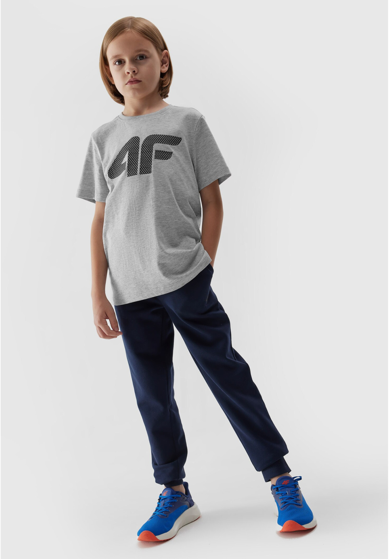 Koszulka Chłopięca 4F T-shirt Z Nadrukiem Szara 4FJAW23TTSHM0794