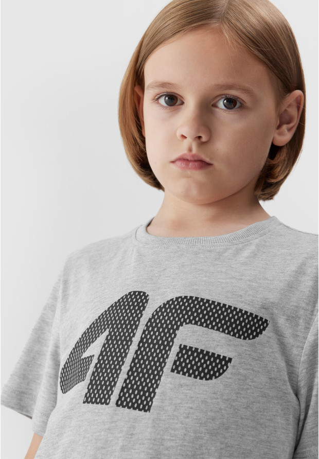 Koszulka Chłopięca 4F T-shirt Z Nadrukiem Szara 4FJAW23TTSHM0794