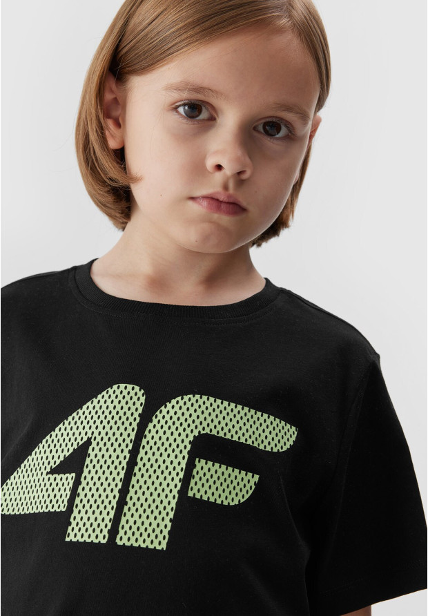 Koszulka Chłopięca 4F T-shirt Z Nadrukiem Czarna 4FJAW23TTSHM0794