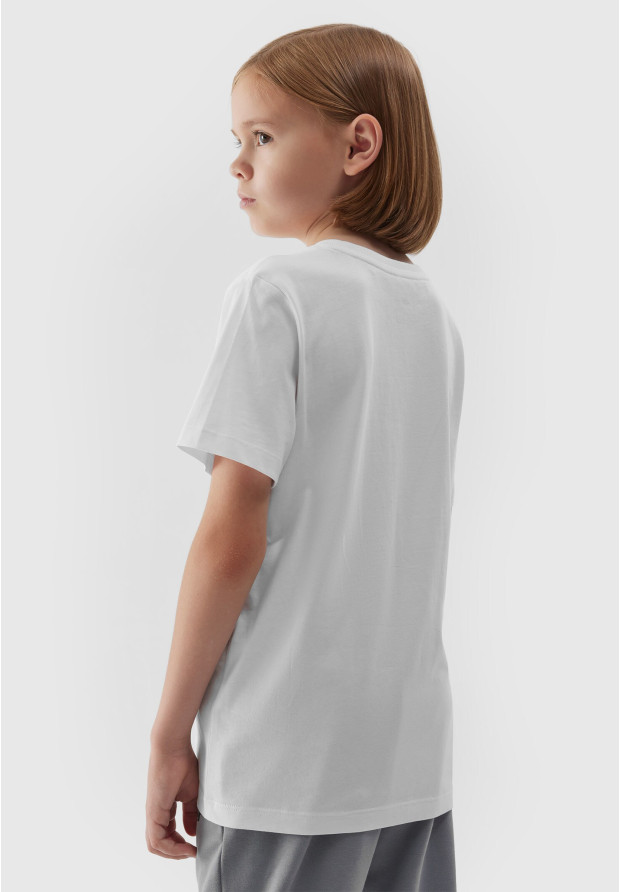 Koszulka Chłopięca 4F T-shirt Z Nadrukiem Biały 4FJAW23TTSHM0794