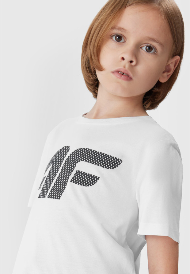 Koszulka Chłopięca 4F T-shirt Z Nadrukiem Biały 4FJAW23TTSHM0794