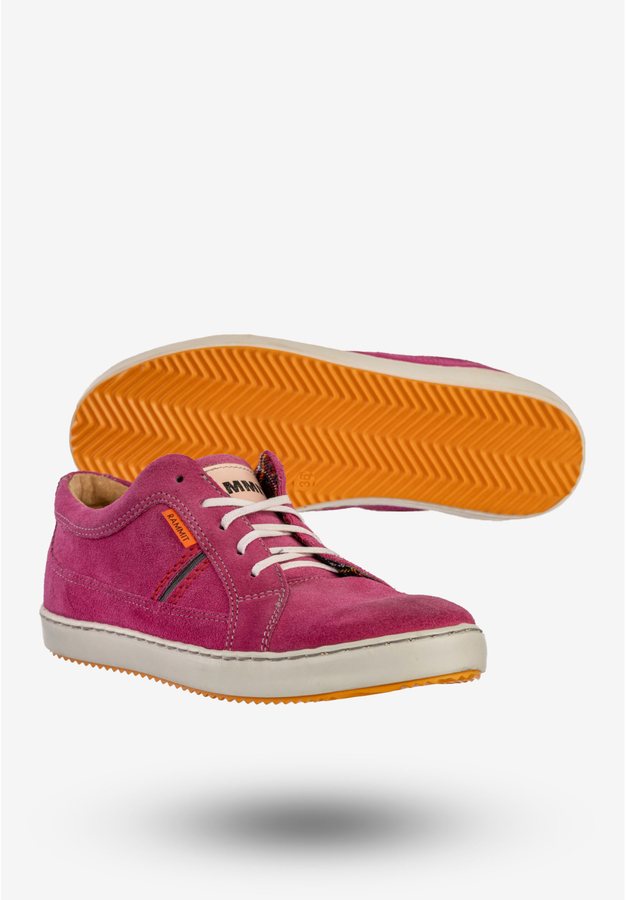 Półbuty Damskie Skórzane Buty Tenisówki Sneakersy Fuksja Rammit