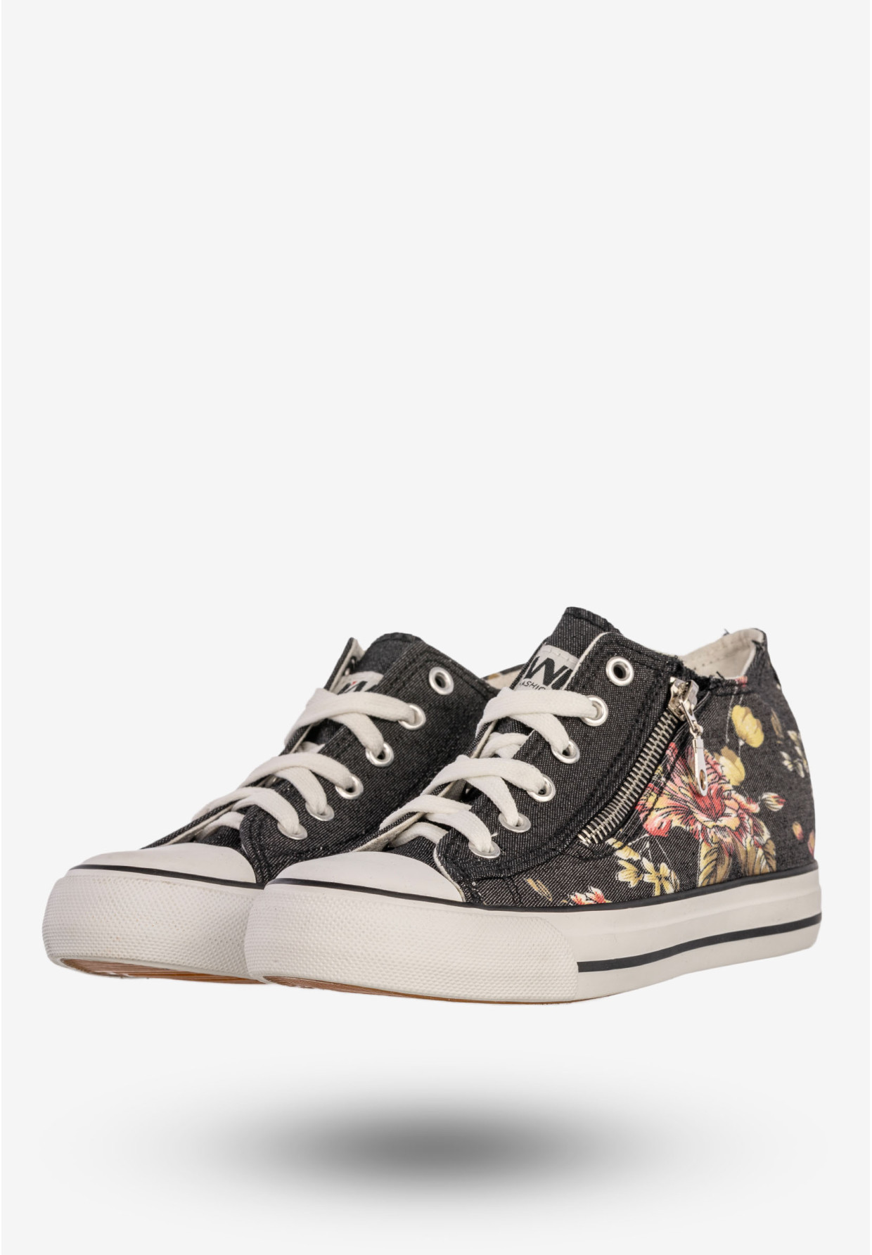 Trampki Damskie Buty Sneakersy Ukryty Koturn Czarne Jianle