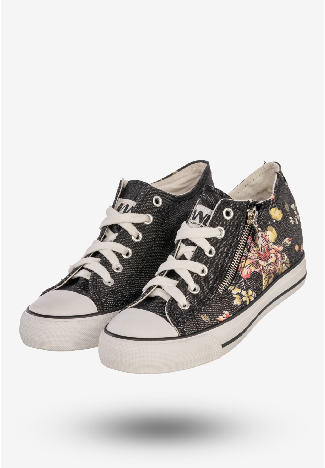 Trampki Damskie Buty Sneakersy Ukryty Koturn Czarne Jianle