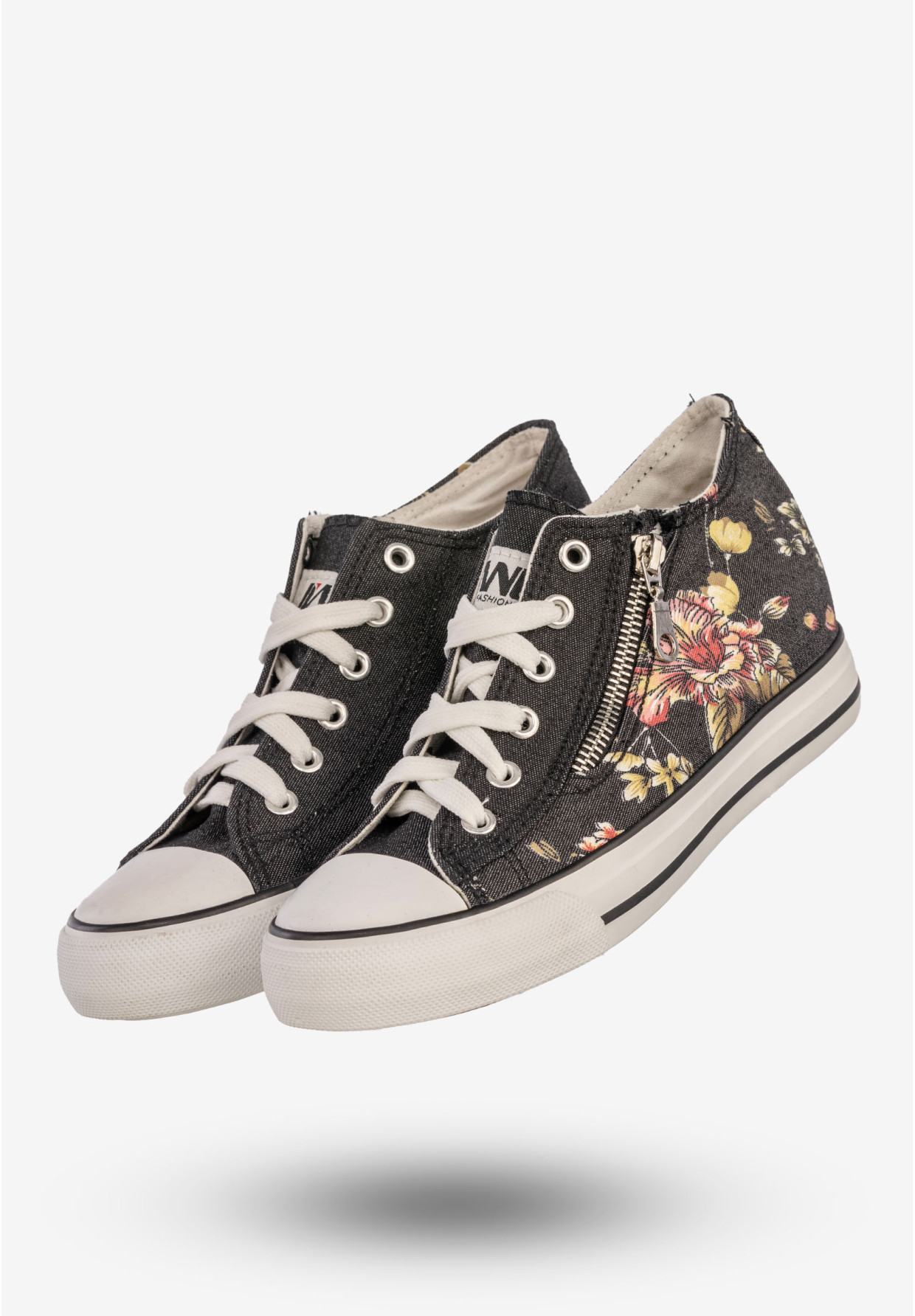 Trampki Damskie Buty Sneakersy Ukryty Koturn Czarne Jianle