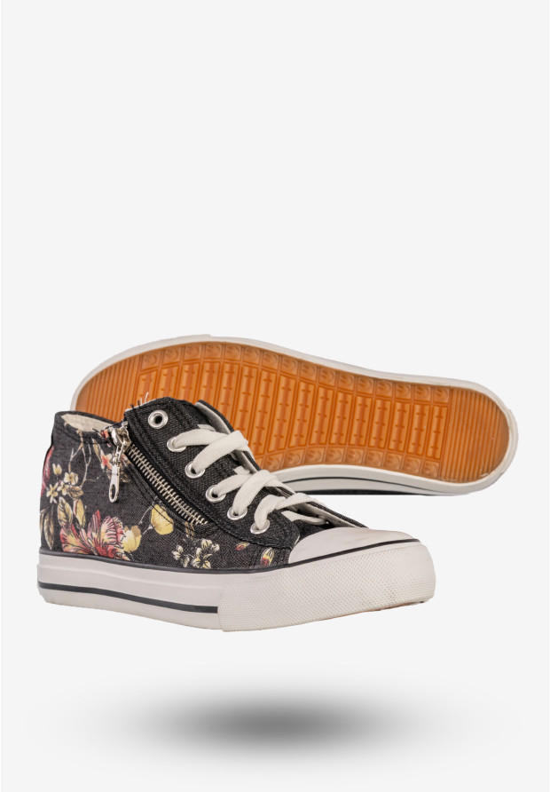 Trampki Damskie Buty Sneakersy Ukryty Koturn Czarne Jianle