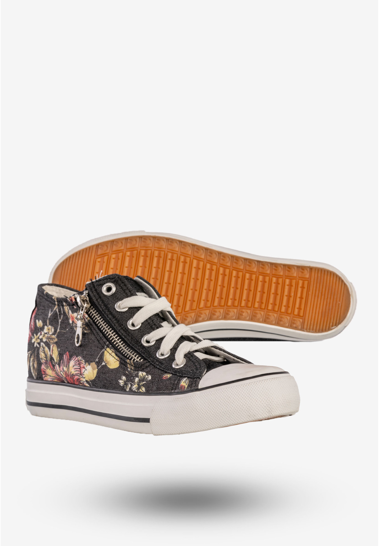Trampki Damskie Buty Sneakersy Ukryty Koturn Czarne Jianle