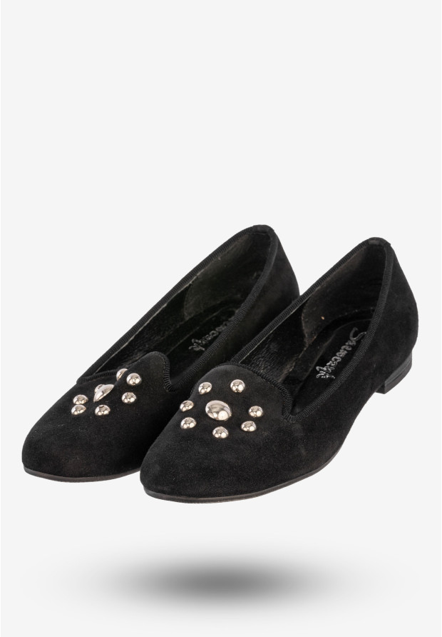 Mokasyny Damskie Skórzane Buty Lordsy Płaski Obcas Czarne Szewczyk