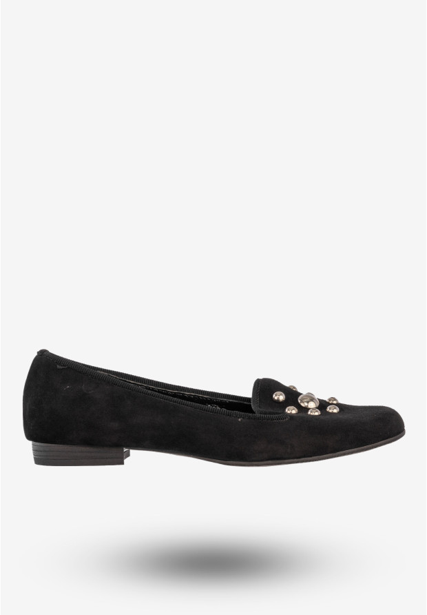 Mokasyny Damskie Skórzane Buty Lordsy Płaski Obcas Czarne Szewczyk