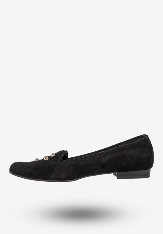 Mokasyny Damskie Skórzane Buty Lordsy Płaski Obcas Czarne Szewczyk