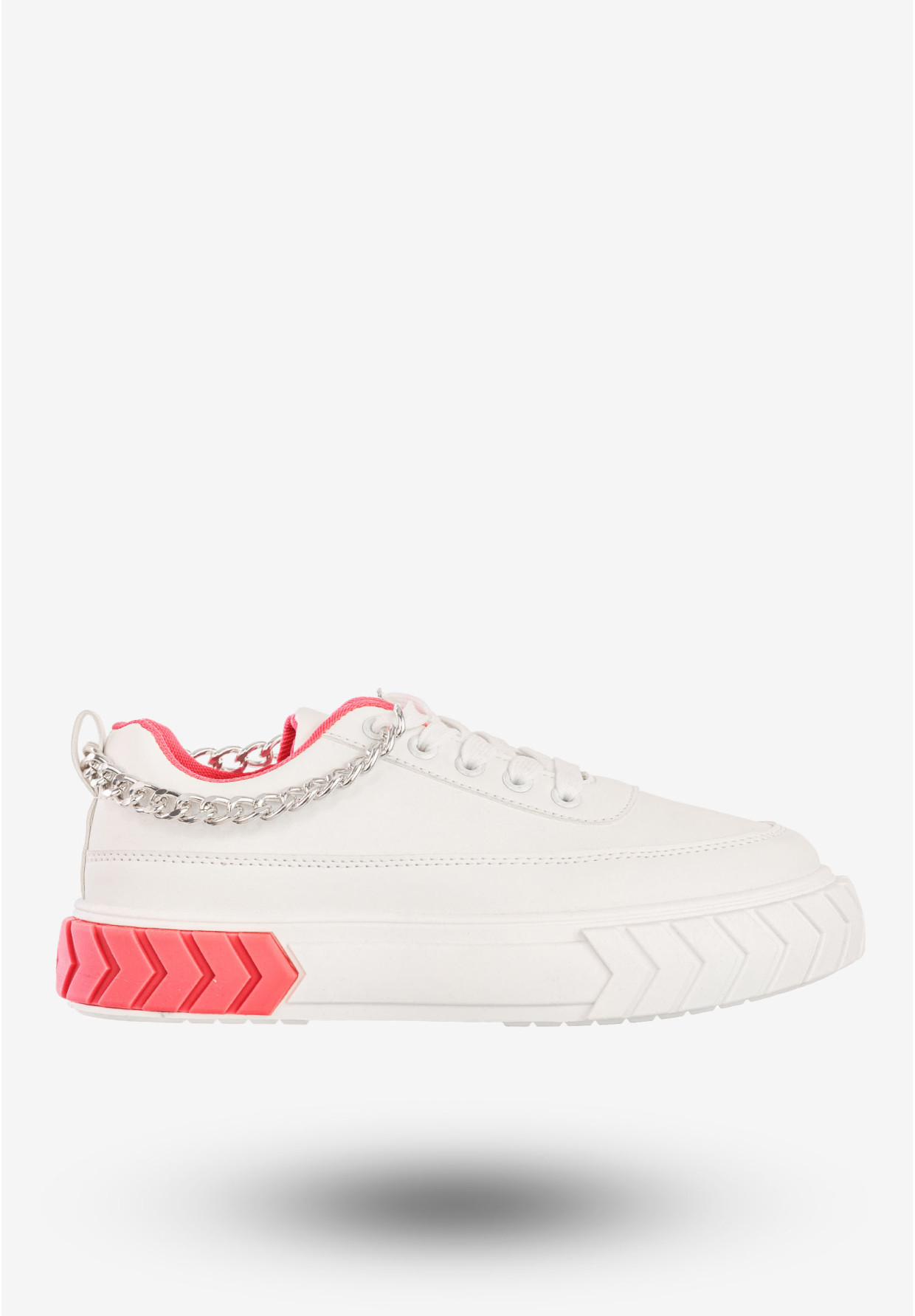 Sneakersy Damskie Ekoskóra Buty Sportowe Z Łańcuszkiem Białe