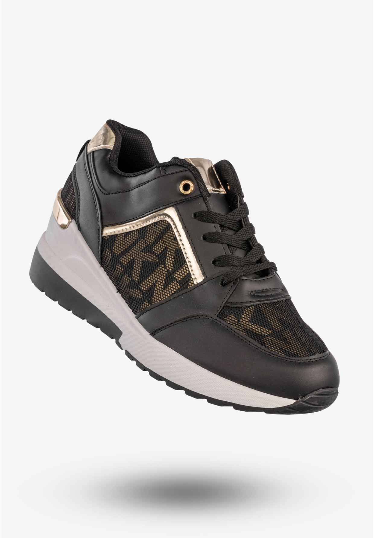 Sneakersy Damskie Buty Sportowe Na Platformie Stylowe Czarne