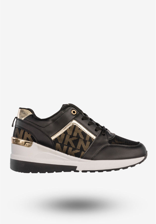 Sneakersy Damskie Buty Sportowe Na Platformie Stylowe Czarne