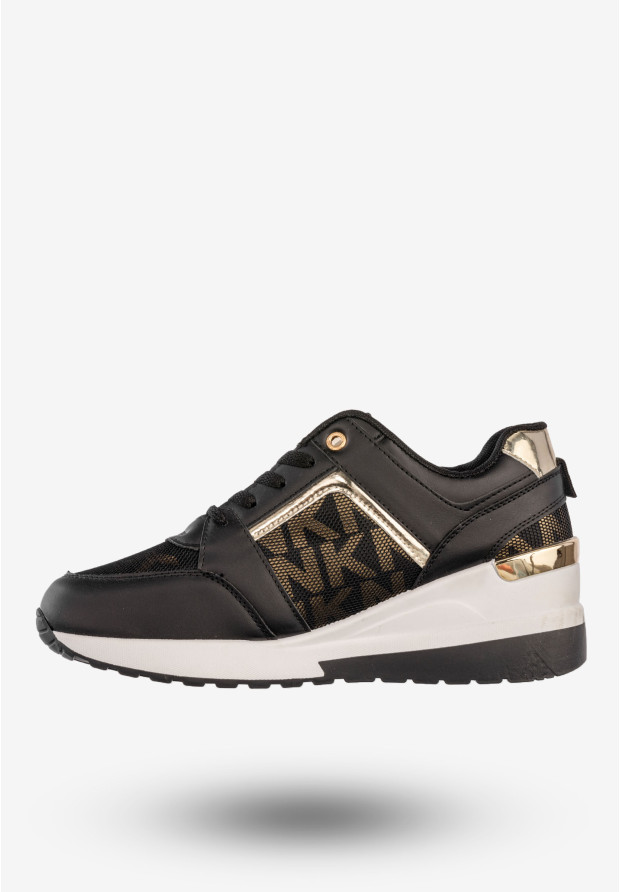 Sneakersy Damskie Buty Sportowe Na Platformie Stylowe Czarne