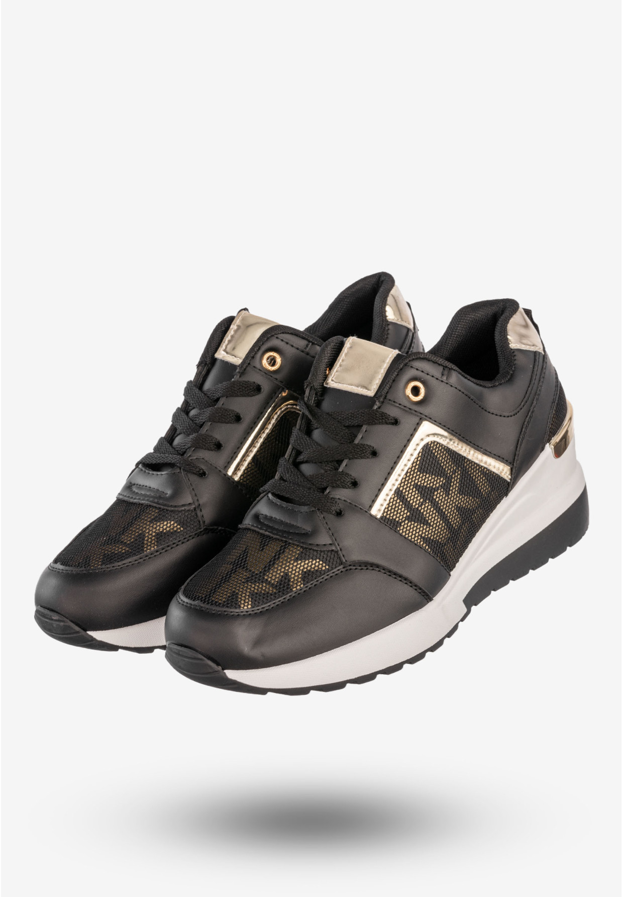 Sneakersy Damskie Buty Sportowe Na Platformie Stylowe Czarne