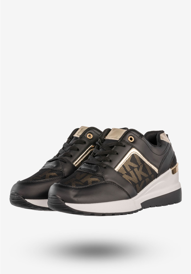 Sneakersy Damskie Buty Sportowe Na Platformie Stylowe Czarne