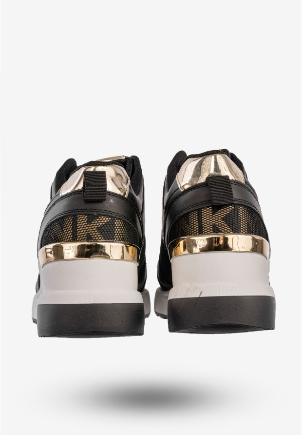 Sneakersy Damskie Buty Sportowe Na Platformie Stylowe Czarne