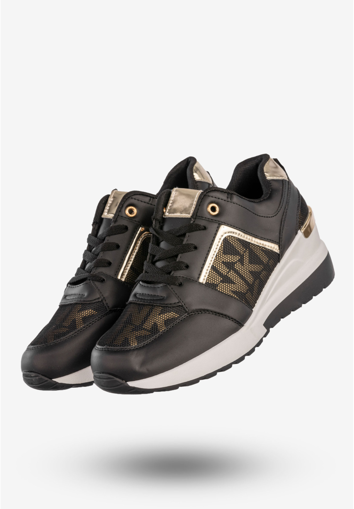 Sneakersy Damskie Buty Sportowe Na Platformie Stylowe Czarne