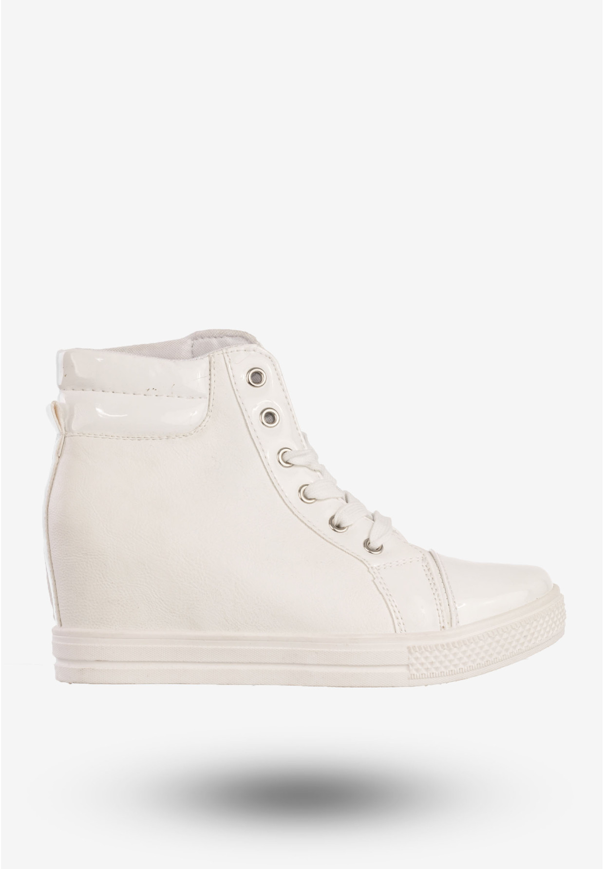 Sneakersy Damskie Ekoskóra Buty Na Ukrytym Koturnie Białe