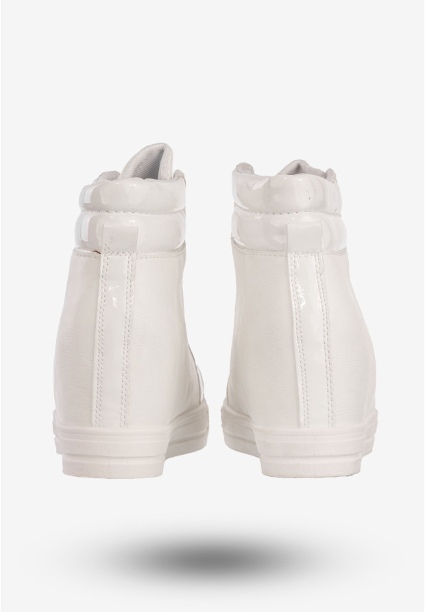Sneakersy Damskie Ekoskóra Buty Na Ukrytym Koturnie Białe