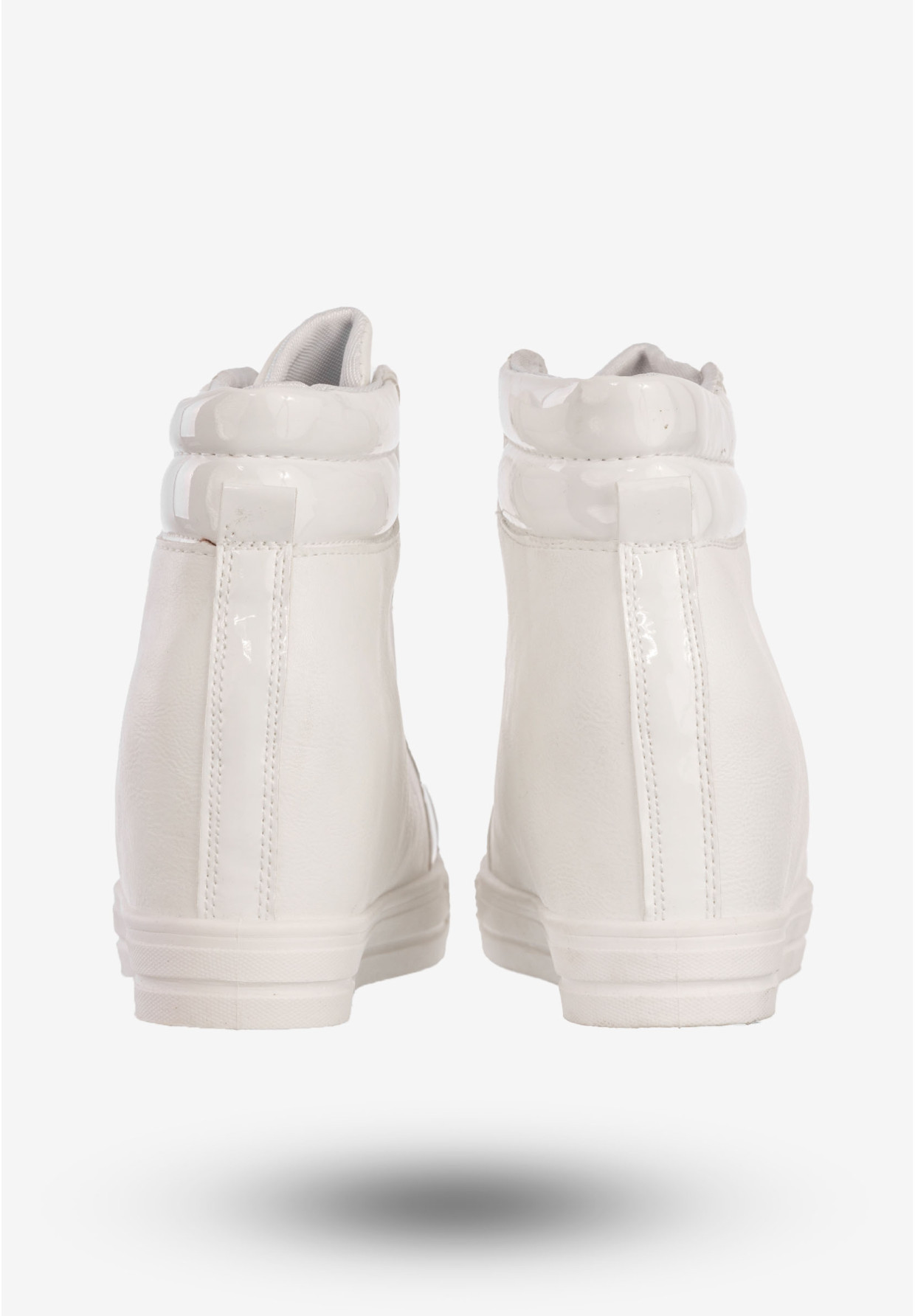 Sneakersy Damskie Ekoskóra Buty Na Ukrytym Koturnie Białe