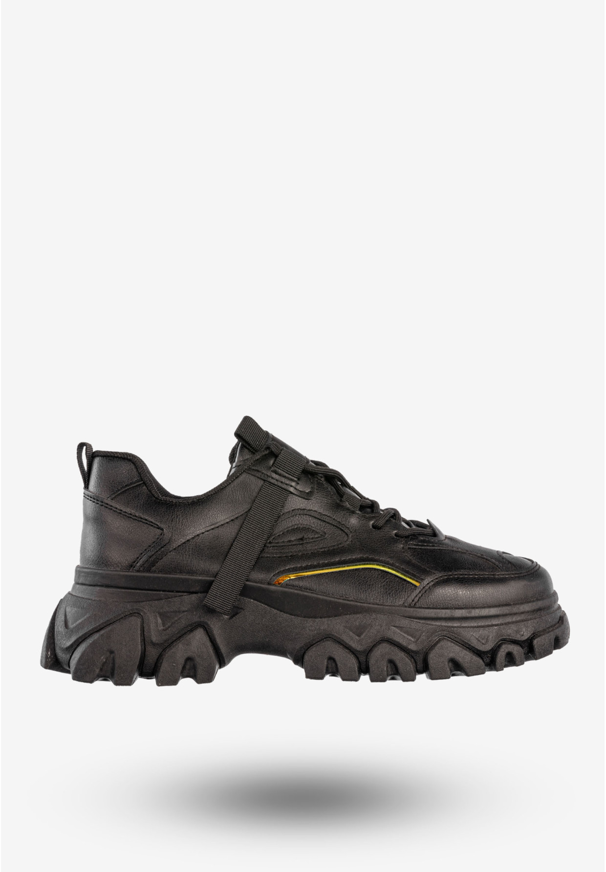 Sneakersy Damskie Ekoskóra Buty Sportowe Gruba Podeszwa Czarne