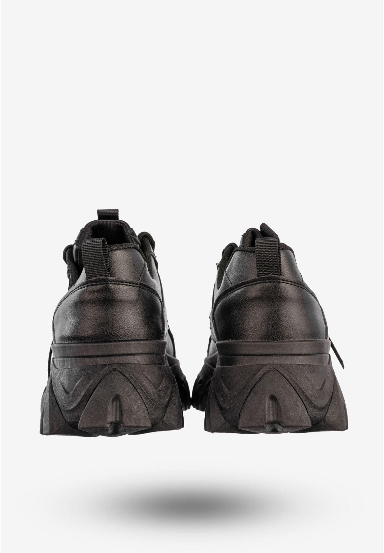 Sneakersy Damskie Ekoskóra Buty Sportowe Gruba Podeszwa Czarne