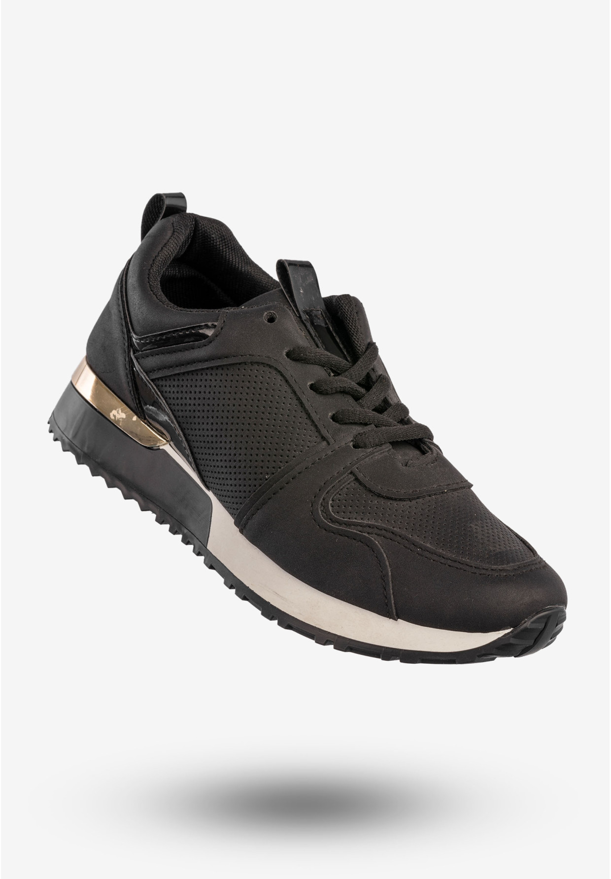Sneakersy Damskie Ekoskóra Buty Sportowe Półbuty Czarne