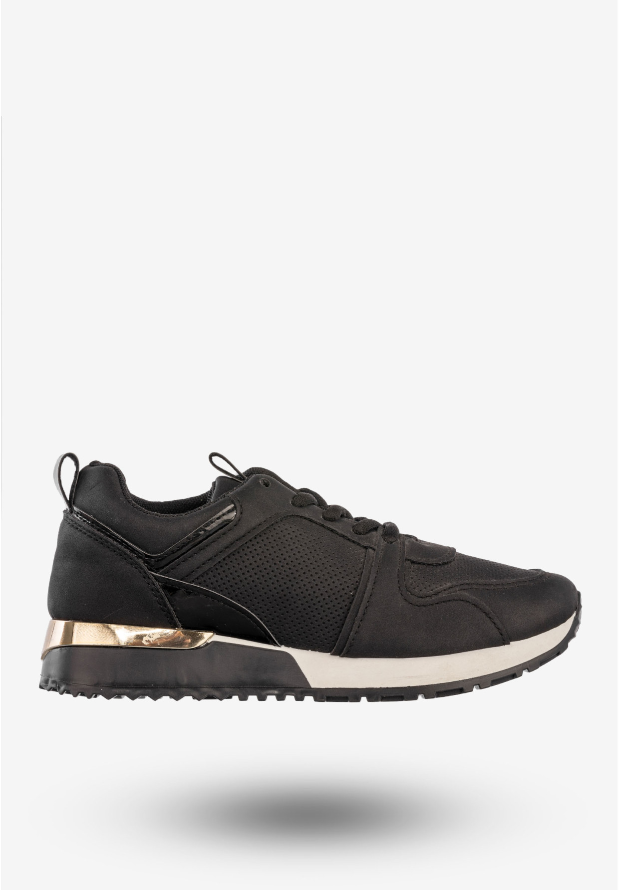 Sneakersy Damskie Ekoskóra Buty Sportowe Półbuty Czarne
