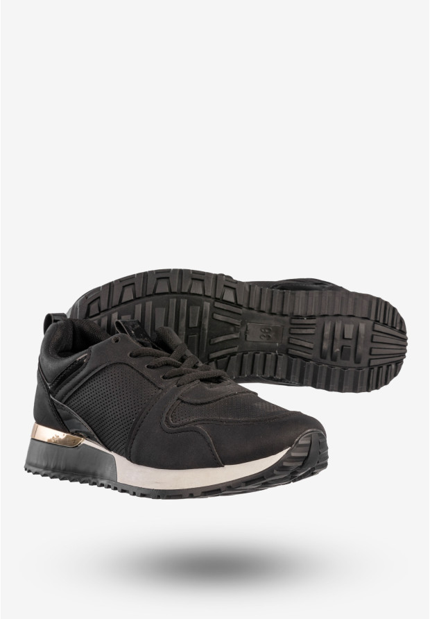 Sneakersy Damskie Ekoskóra Buty Sportowe Półbuty Czarne