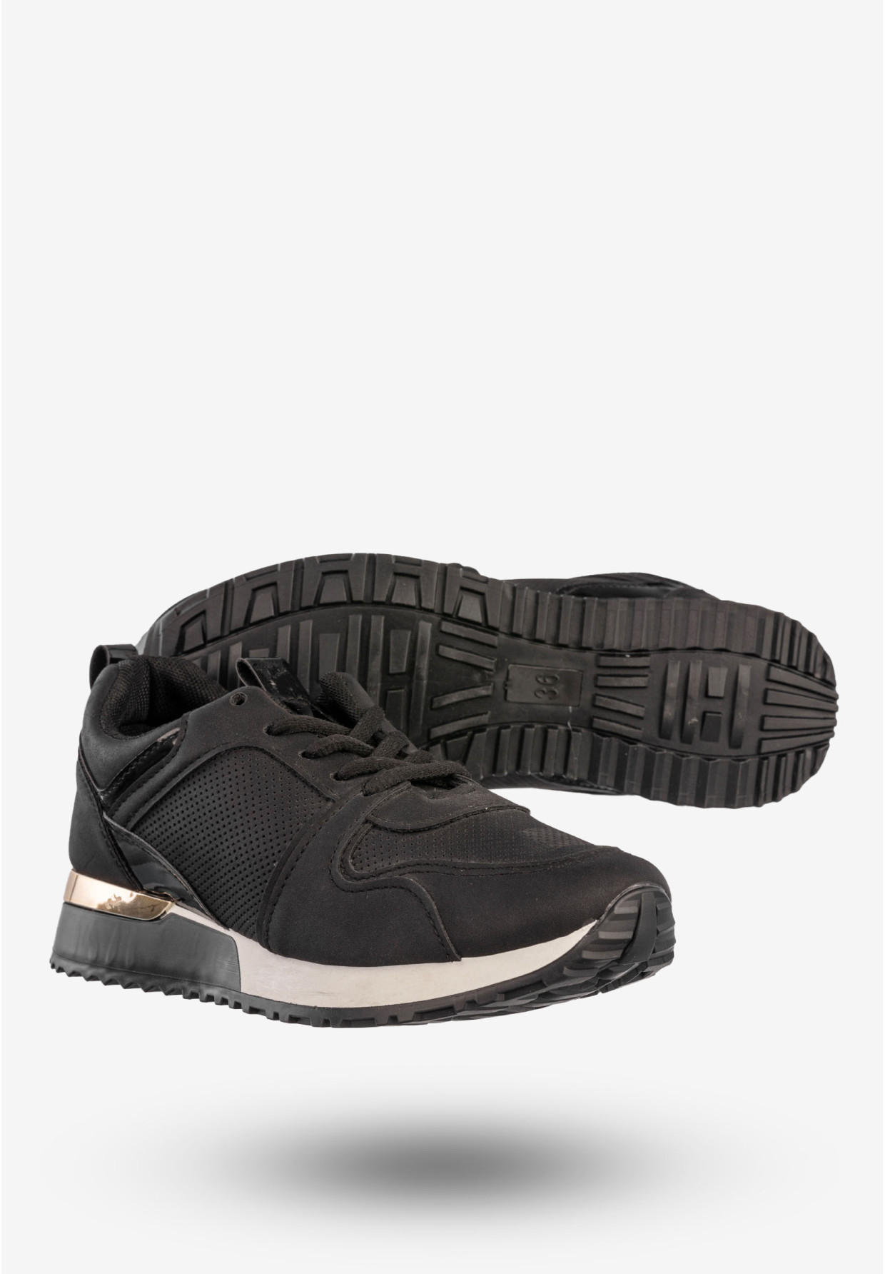 Sneakersy Damskie Ekoskóra Buty Sportowe Półbuty Czarne