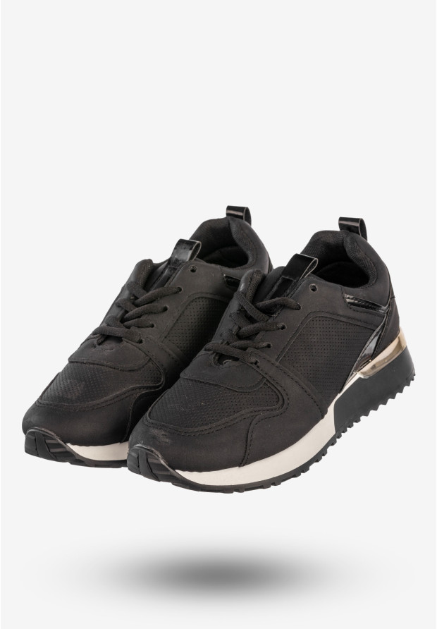 Sneakersy Damskie Ekoskóra Buty Sportowe Półbuty Czarne