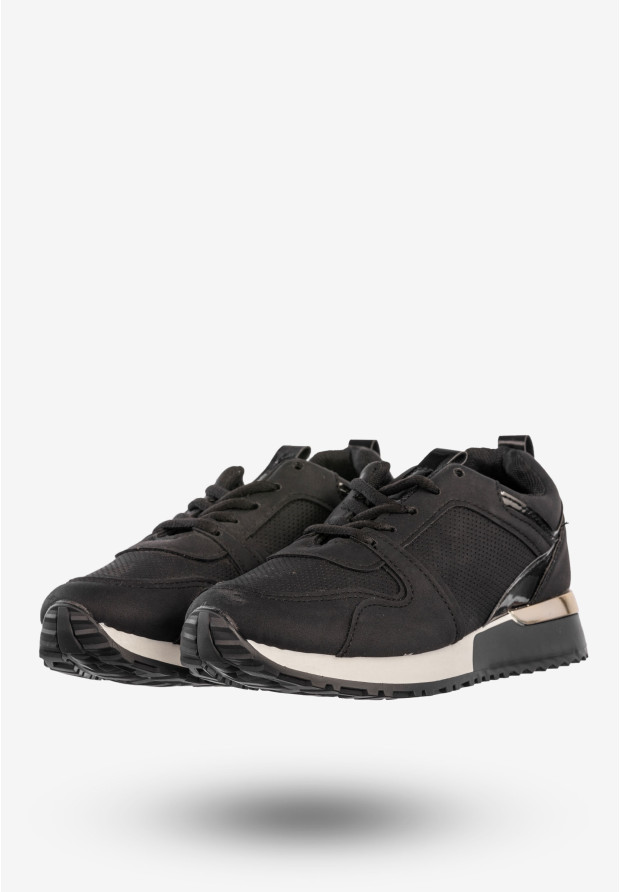 Sneakersy Damskie Ekoskóra Buty Sportowe Półbuty Czarne