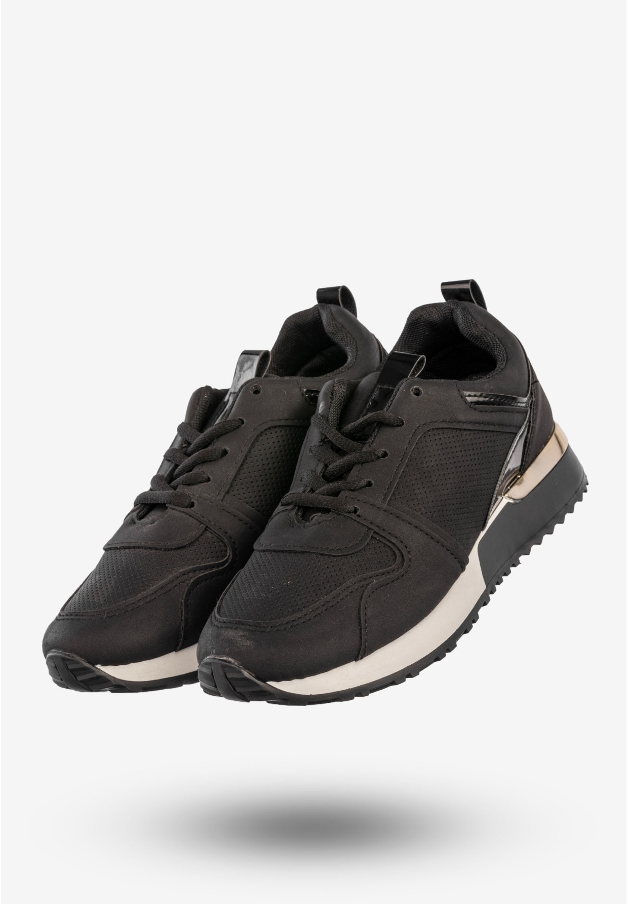 Sneakersy Damskie Ekoskóra Buty Sportowe Półbuty Czarne