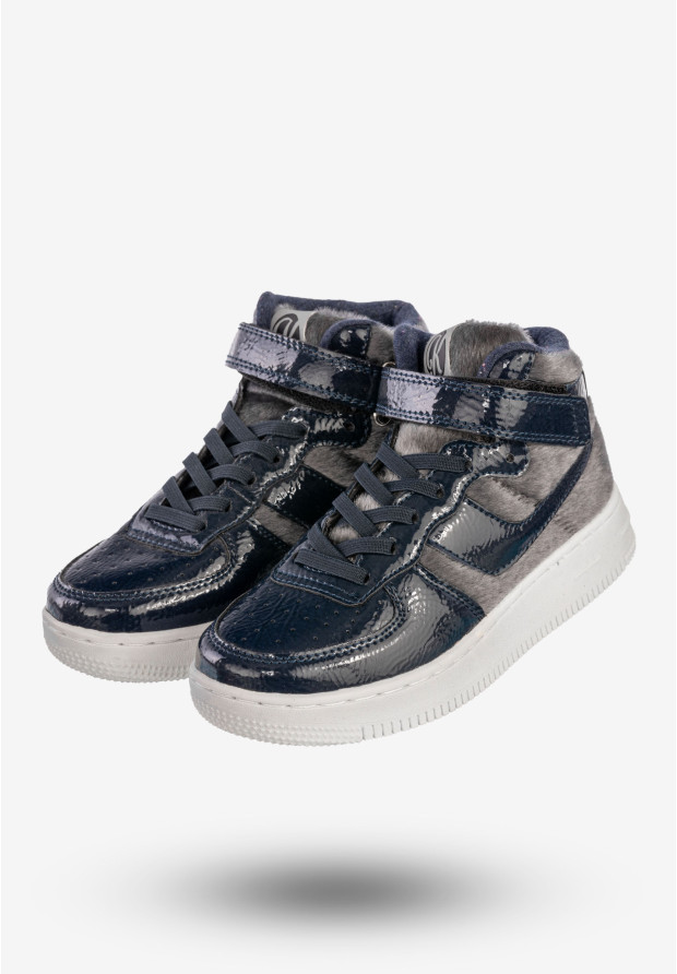 Sneakersy Dziecięce Buty Zimowe Na Rzepy Wysokie Granatowe