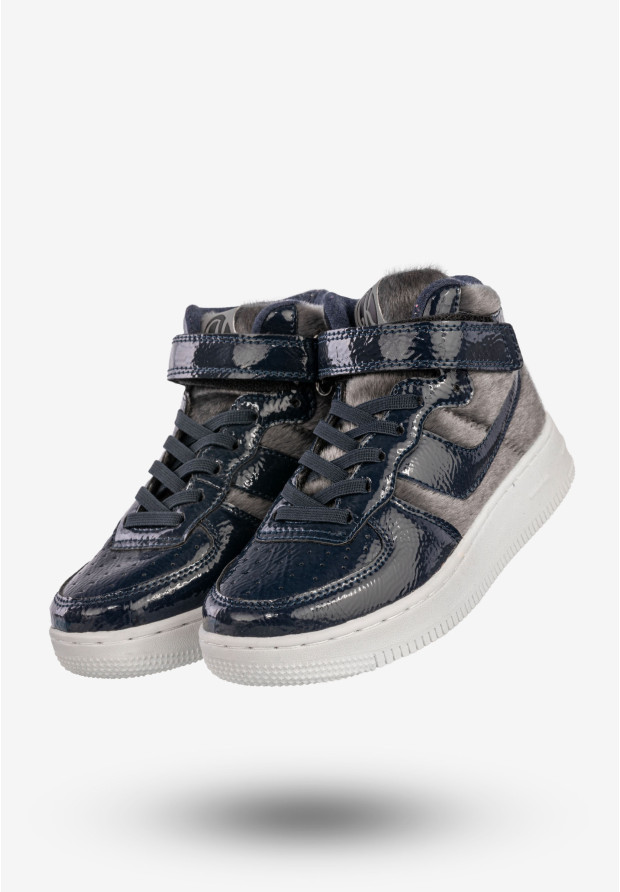 Sneakersy Dziecięce Buty Zimowe Na Rzepy Wysokie Granatowe