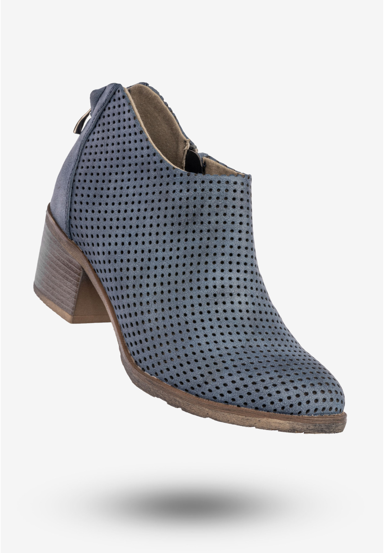 Botki Damskie Buty Na Klocku Na Jesień Zimę Niebieskie Jezzi
