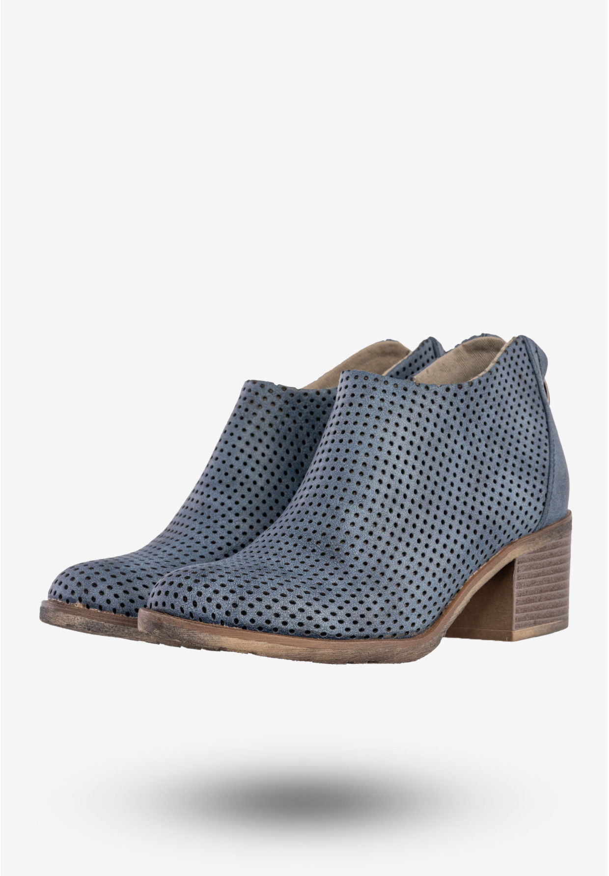Botki Damskie Buty Na Klocku Na Jesień Zimę Niebieskie Jezzi