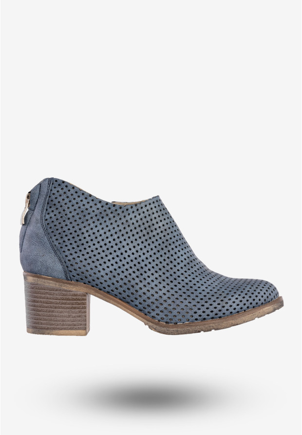 Botki Damskie Buty Na Klocku Na Jesień Zimę Niebieskie Jezzi