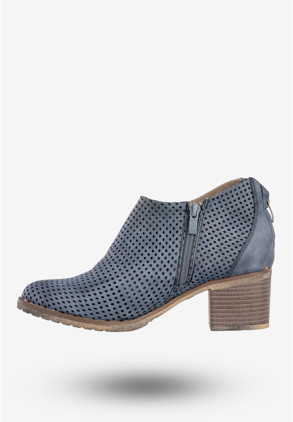 Botki Damskie Buty Na Klocku Na Jesień Zimę Niebieskie Jezzi