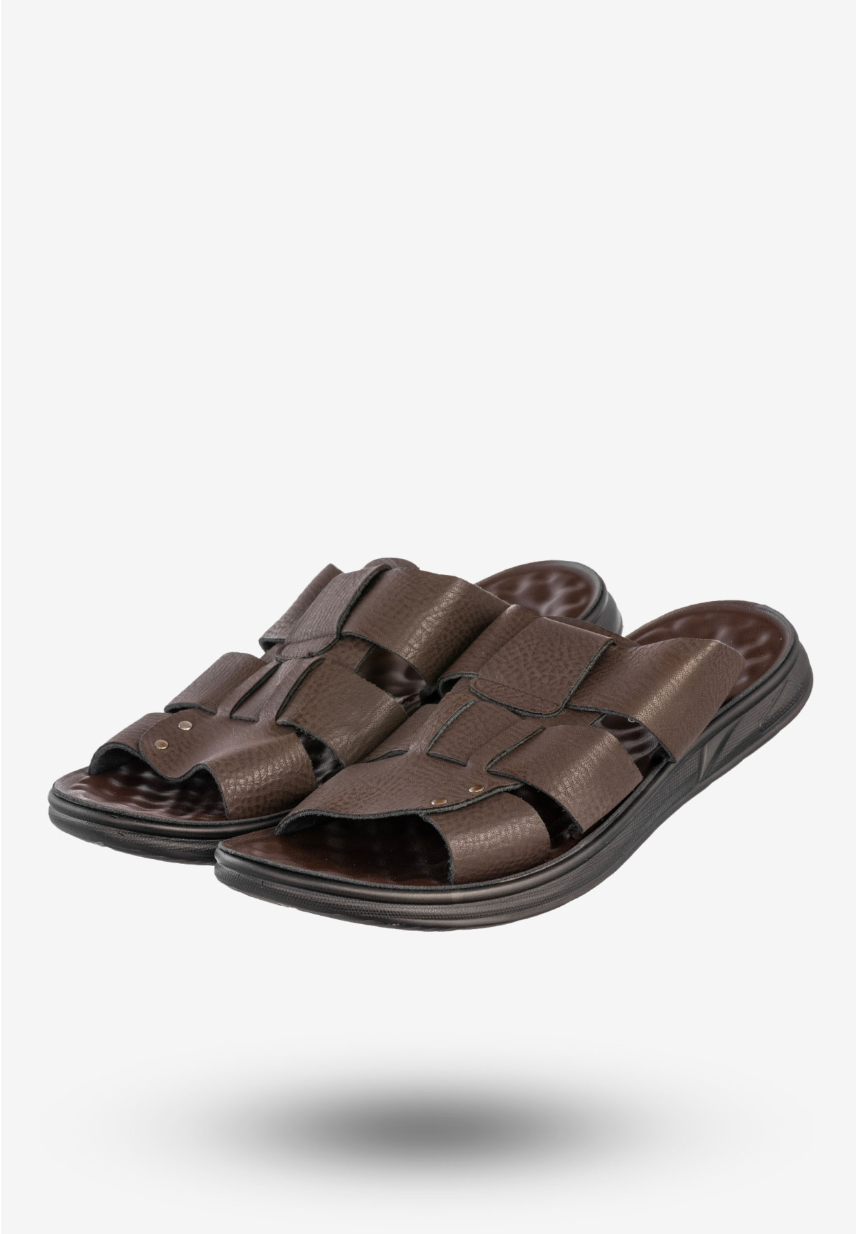 Klapki Męskie Skórzane Buty Eleganckie Wygodne Brązowe Meko Melo