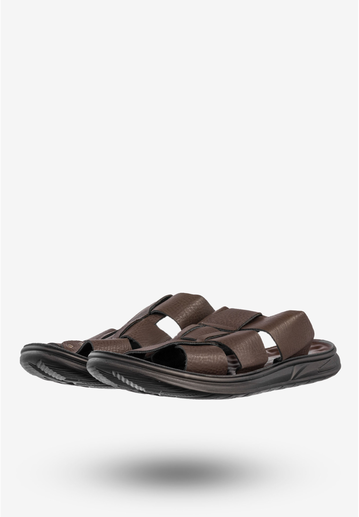 Klapki Męskie Skórzane Buty Eleganckie Wygodne Brązowe Meko Melo