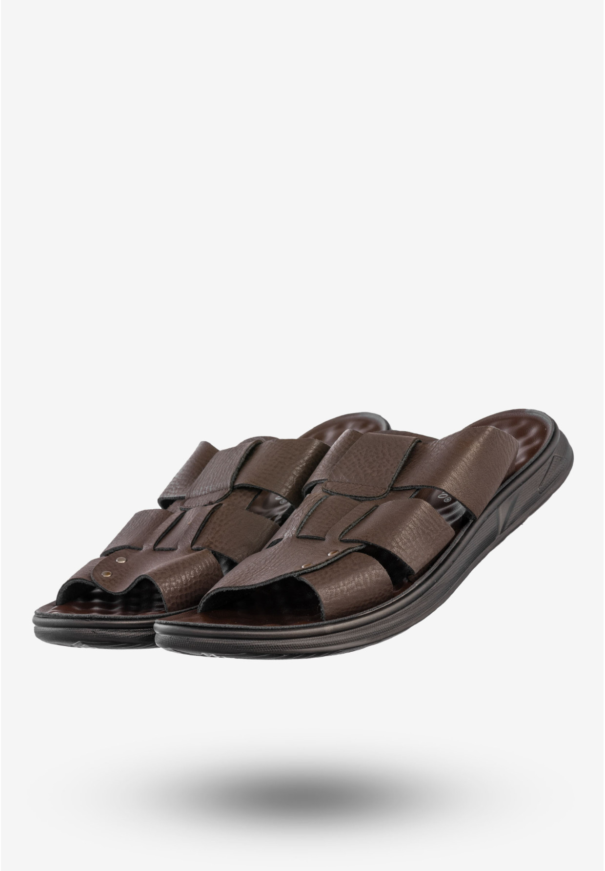Klapki Męskie Skórzane Buty Eleganckie Wygodne Brązowe Meko Melo