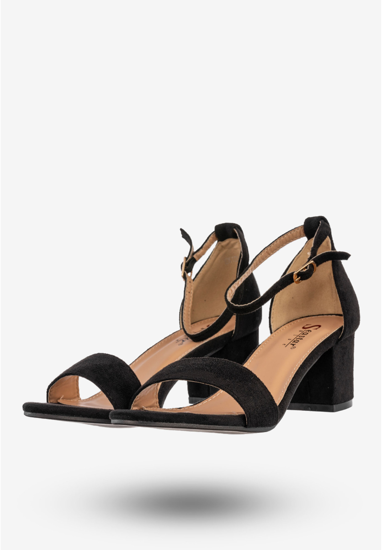 Sandały Damskie Buty Na Słupku Eleganckie Z Paskiem Czarne