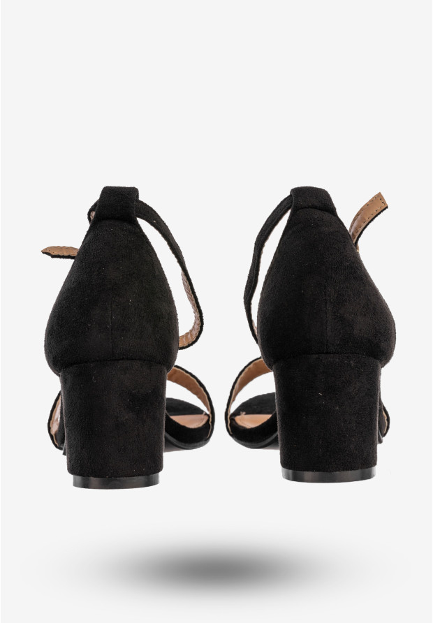Sandały Damskie Buty Na Słupku Eleganckie Z Paskiem Czarne