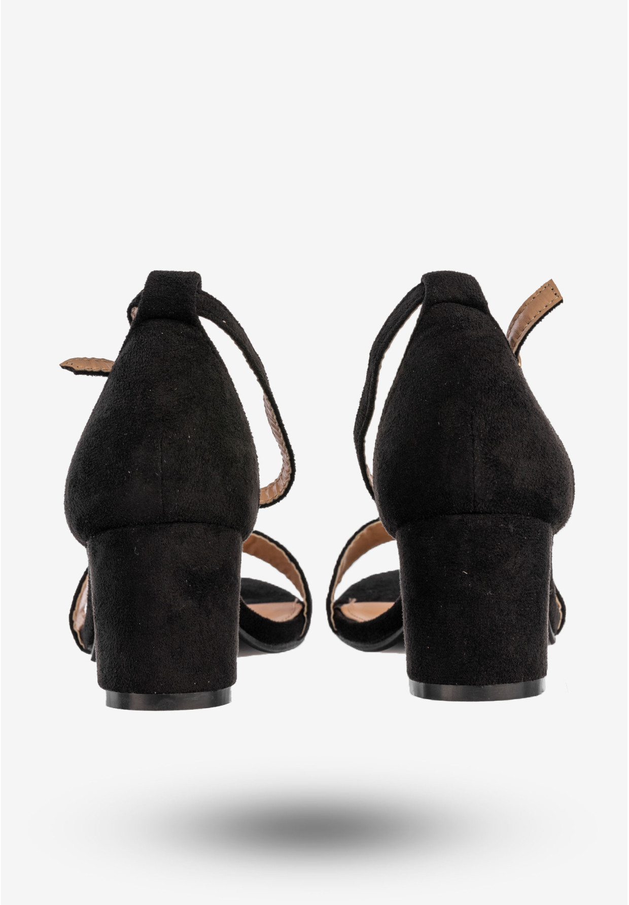 Sandały Damskie Buty Na Słupku Eleganckie Z Paskiem Czarne