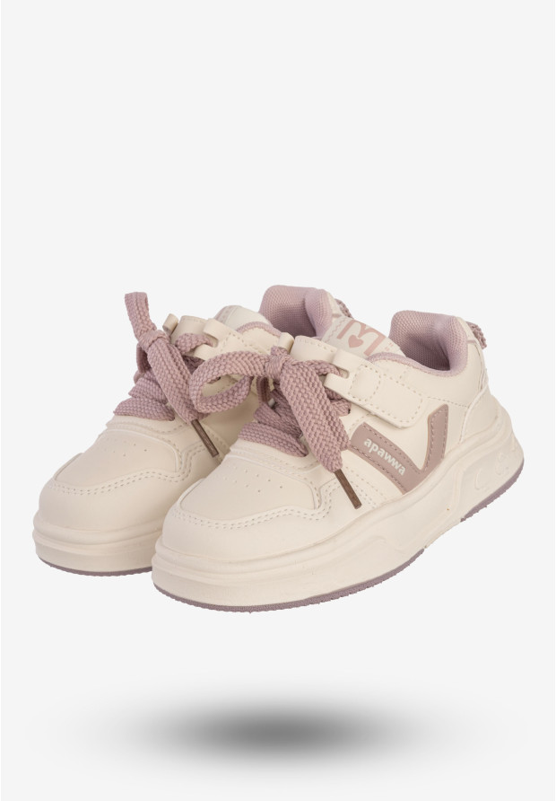 Sneakersy Dziecięce Na Rzepy Buty Sportowe Półbuty Beżowe Apawwa